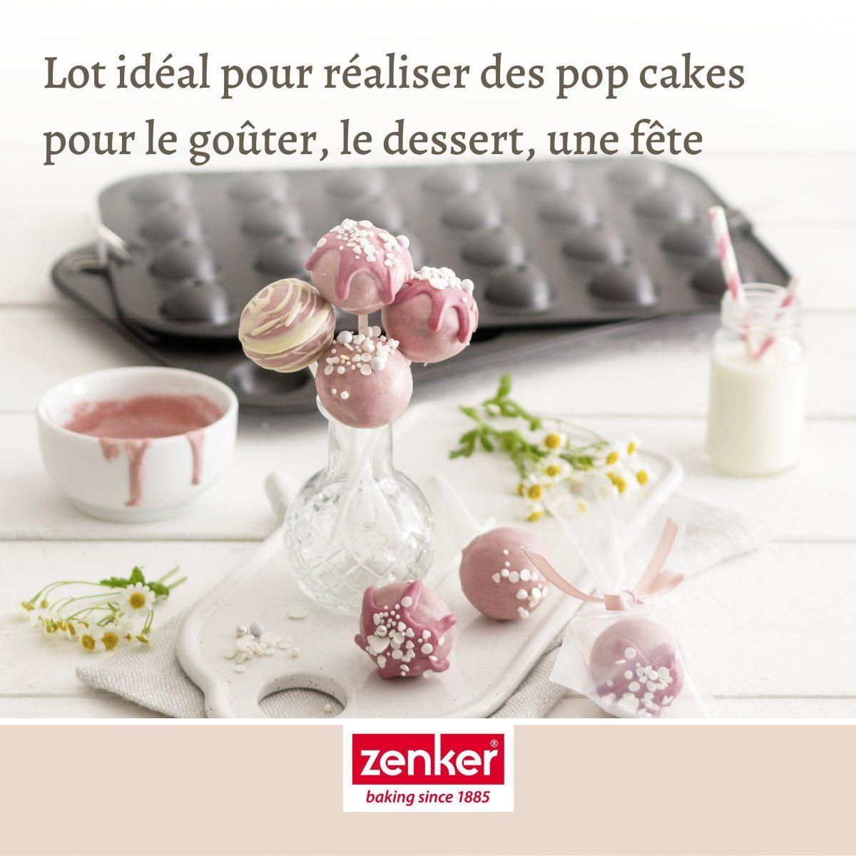ZENKER Set pâtisserie avec moule à 24 pop cakes 38,5 x 26,5 cm en acier, 2 bols à mixer, verre mesureur et spatule Zenker