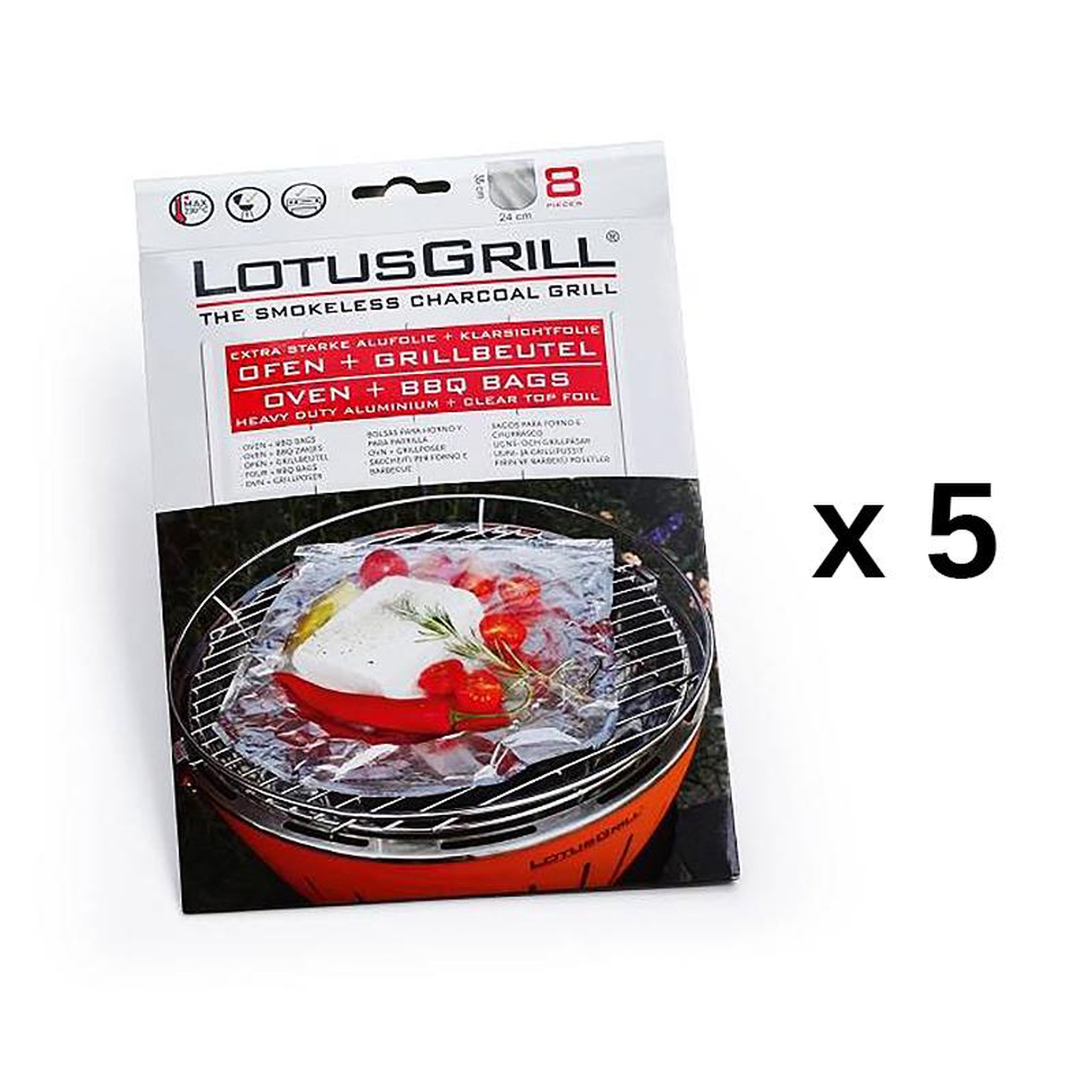 LOTUS GRILL 5 lots de 8 papillottes pour barbecue - lot5-gb-al-m