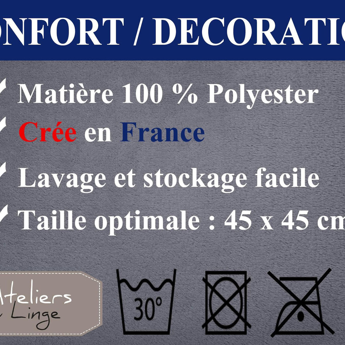 Les Ateliers du Linge Coussin imprime 100% polyester melly