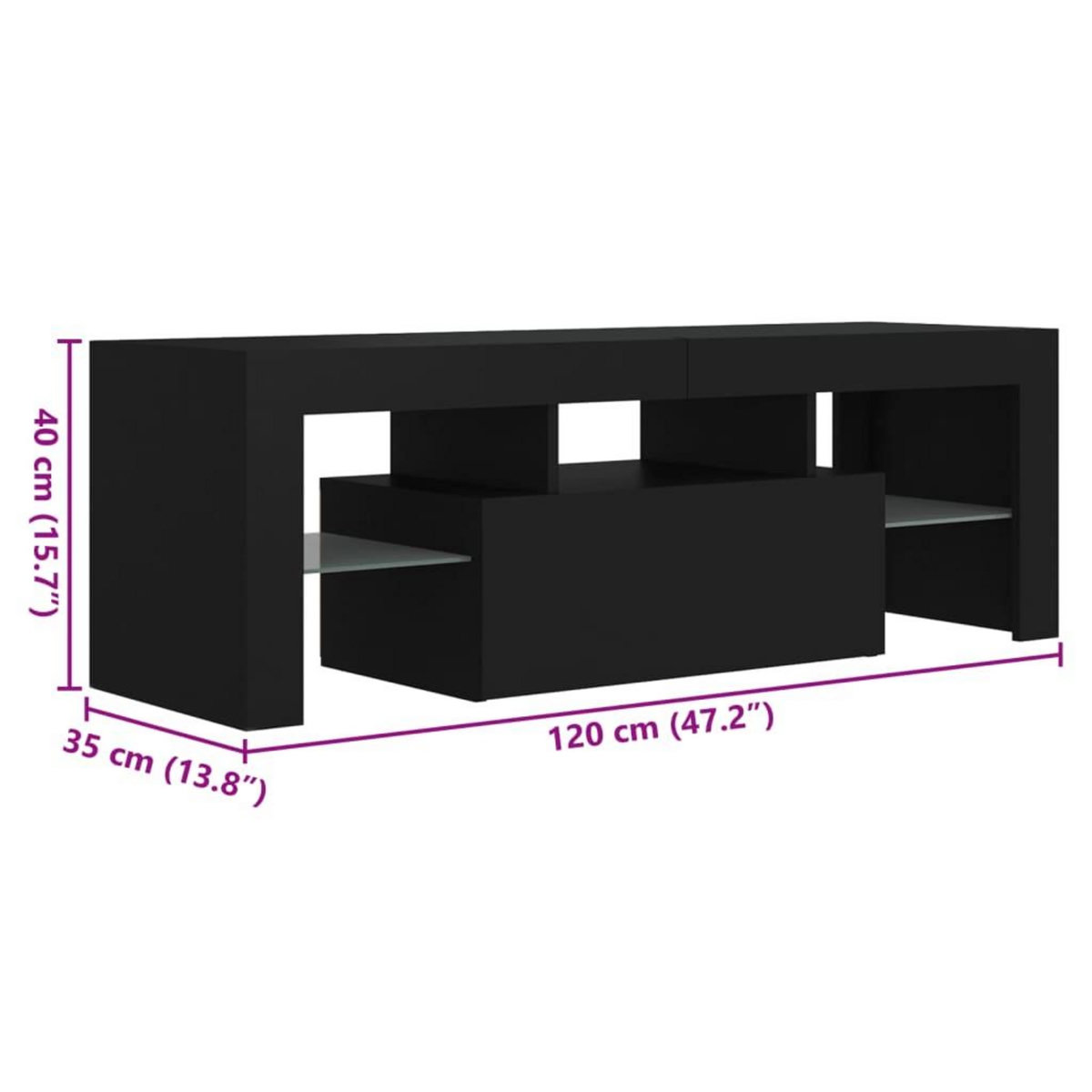 VIDAXL Meuble TV avec lumieres LED noir 120x35x40 cm