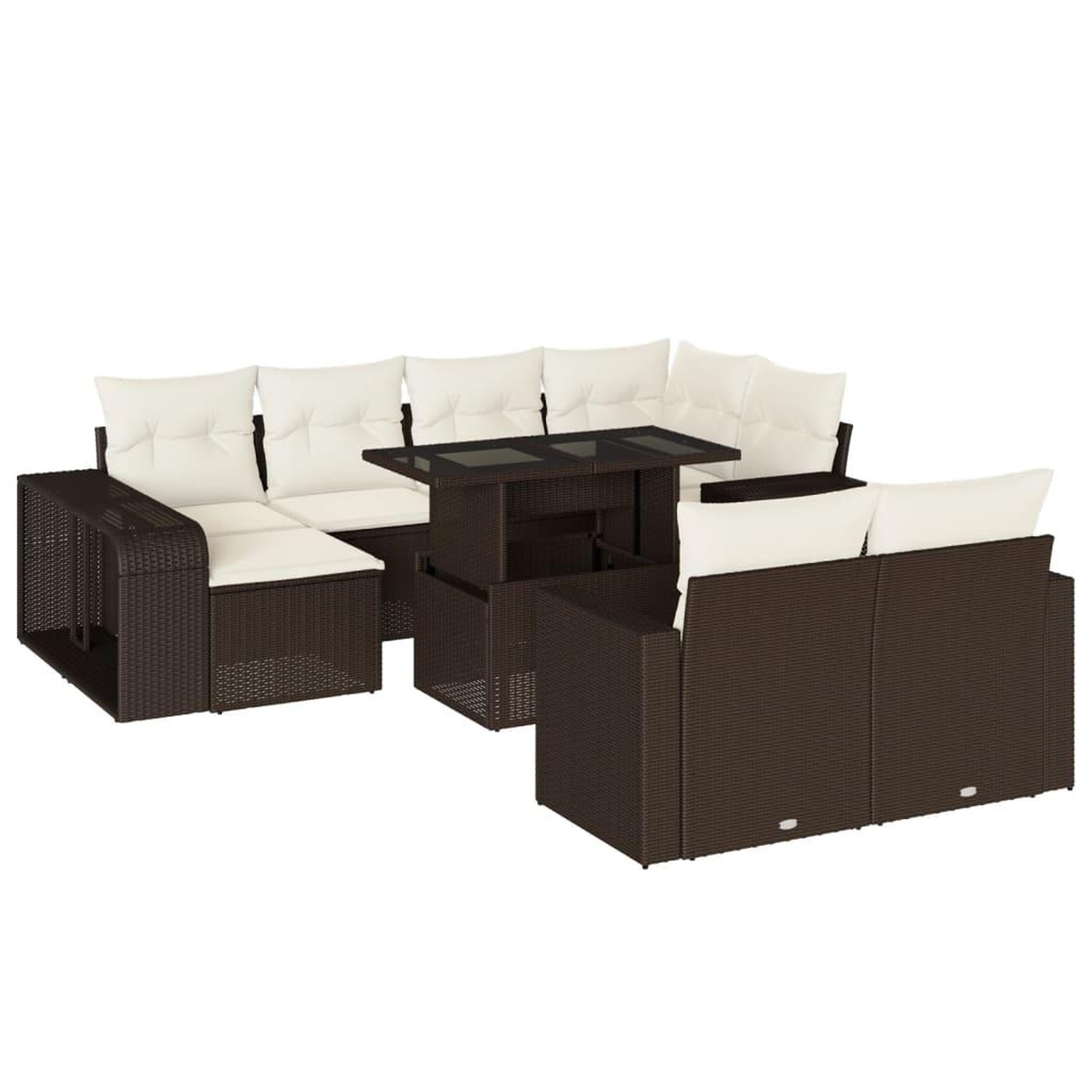 Voir la diapositive 2 : VIDAXL Salon de jardin et coussins 11 pcs marron resine tressee