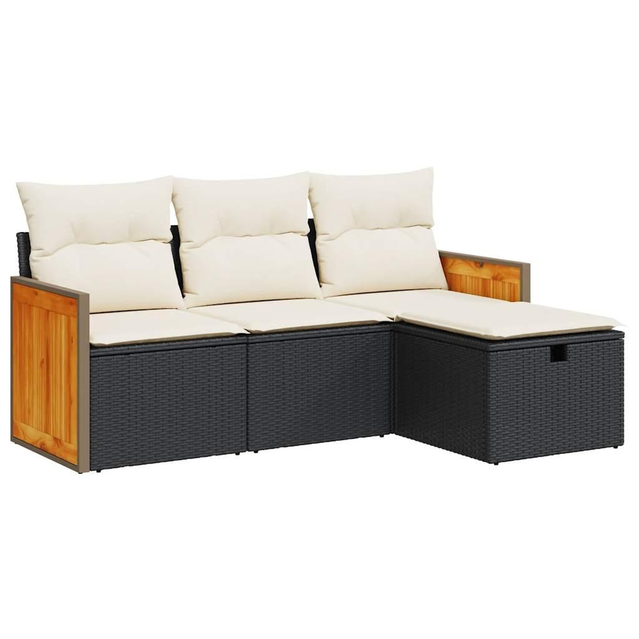 Voir la diapositive 2 : VIDAXL Salon de jardin 4 pcs avec coussins noir resine tressee