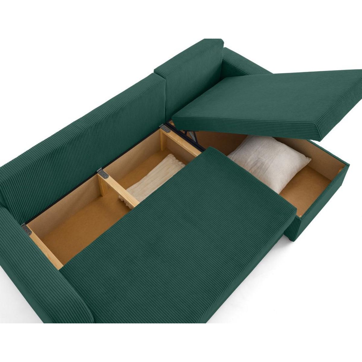 BEST MOBILIER Valos - canapé d'angle réversible - 4 places - convertible avec coffres - en velours côtelé