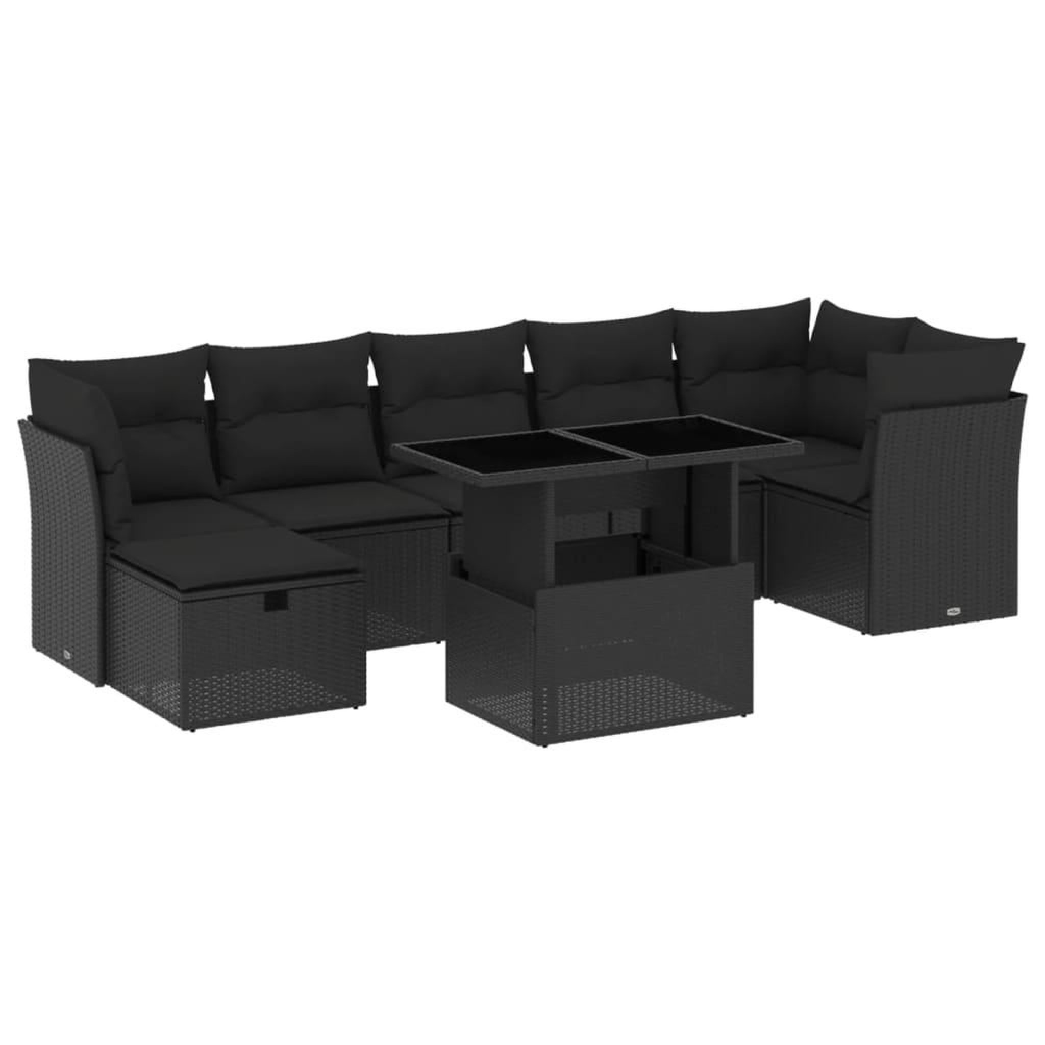 Voir la diapositive 2 : VIDAXL Salon de jardin 8 pcs avec coussins noir resine tressee