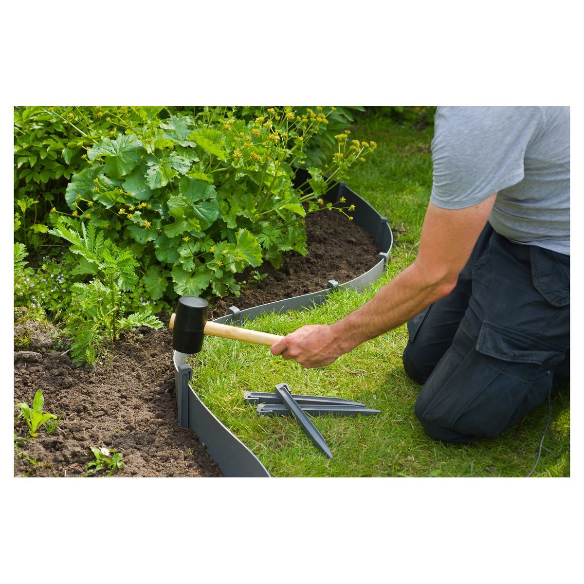 Nature Ancres pour bordure de jardin - PP, gris x10