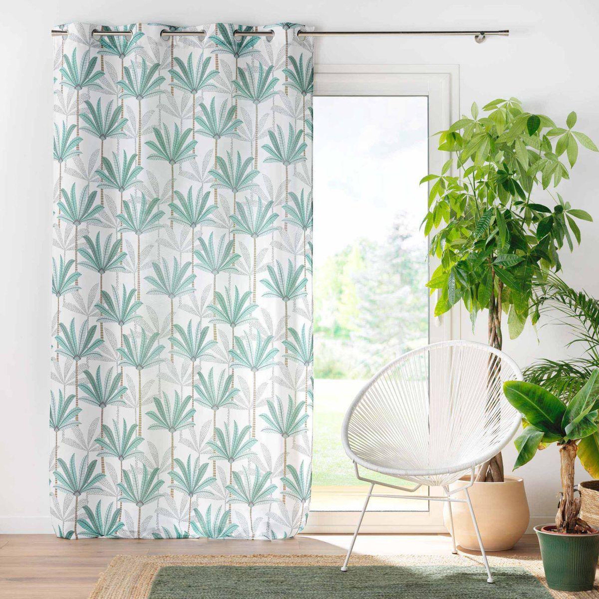 Voir la diapositive 4 : Douceur d'Intérieur Rideau à œillets imprimé  oasis  140x260cm vert