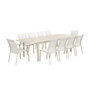 Voir la diapositive 1 : SWEEEK Table de jardin extensible aluminium + 10 assises aluminium et textilène beige. 8 chaises. 2 fauteuils. 10 places. 290 x 100 x 75 cm