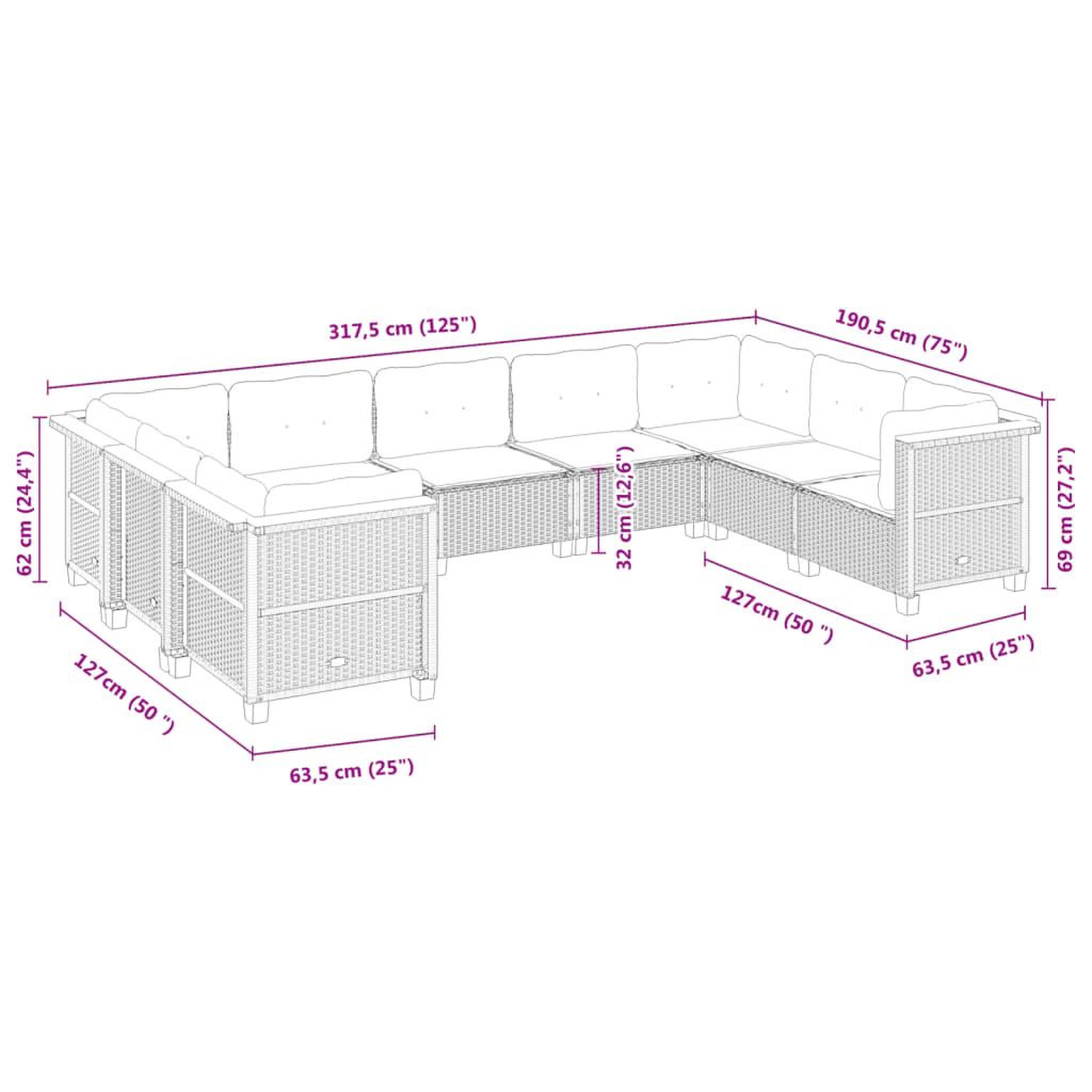 Voir la diapositive 6 : VIDAXL Salon de jardin 9 pcs avec coussins noir resine tressee