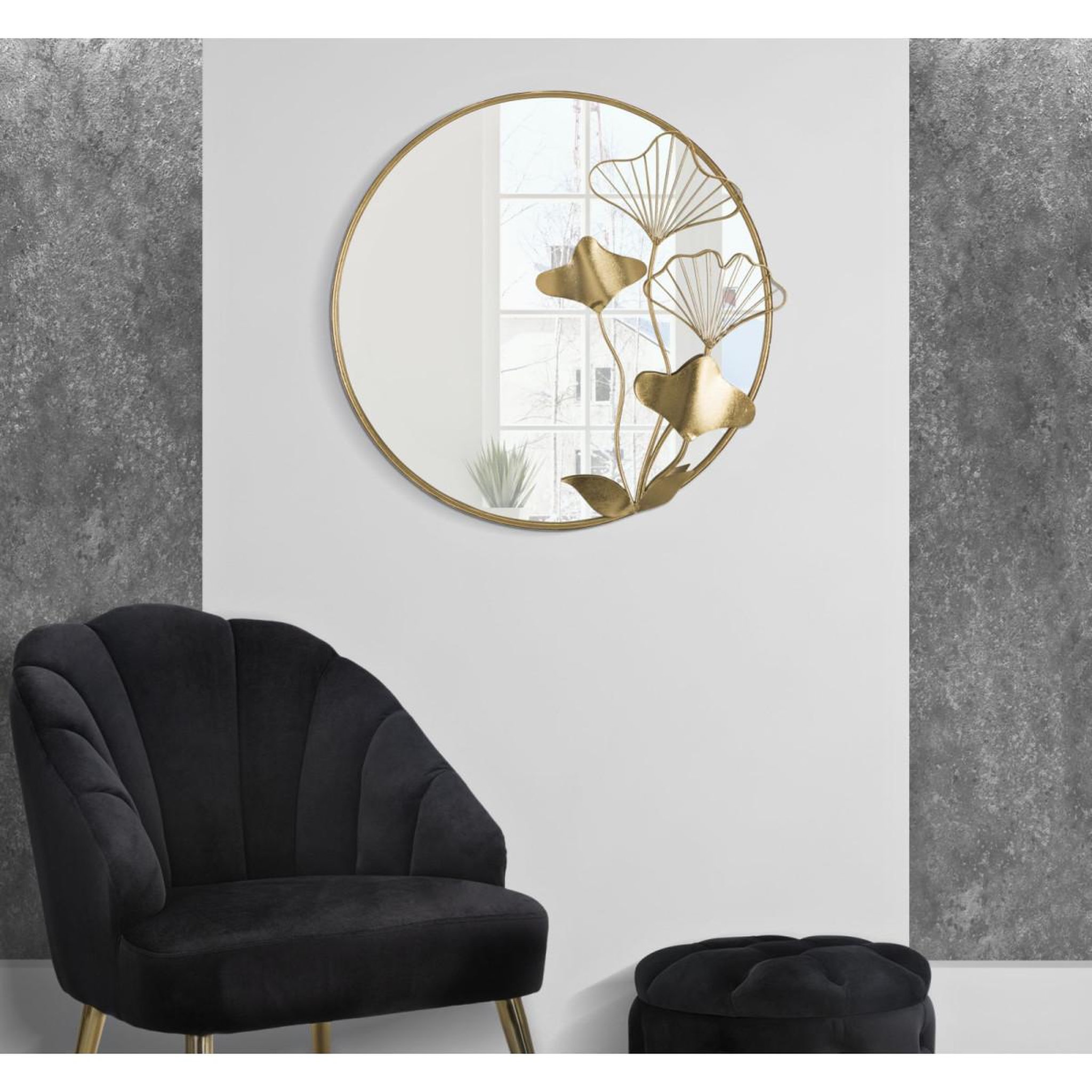 Voir la diapositive 5 : Paris Prix Miroir Mural Design  Flora  75cm Or