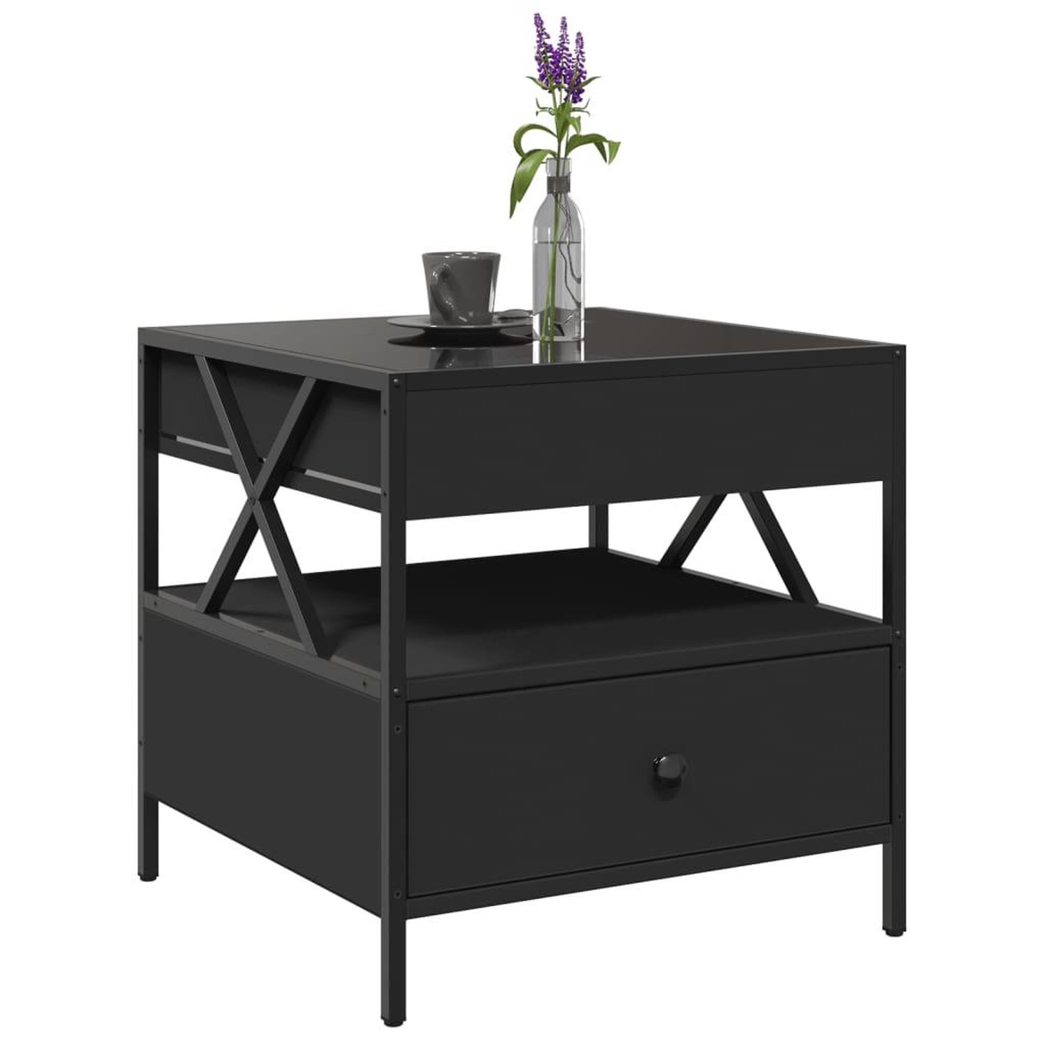Voir la diapositive 5 : VIDAXL Table basse avec LED Infinity noir 50x50x51 cm