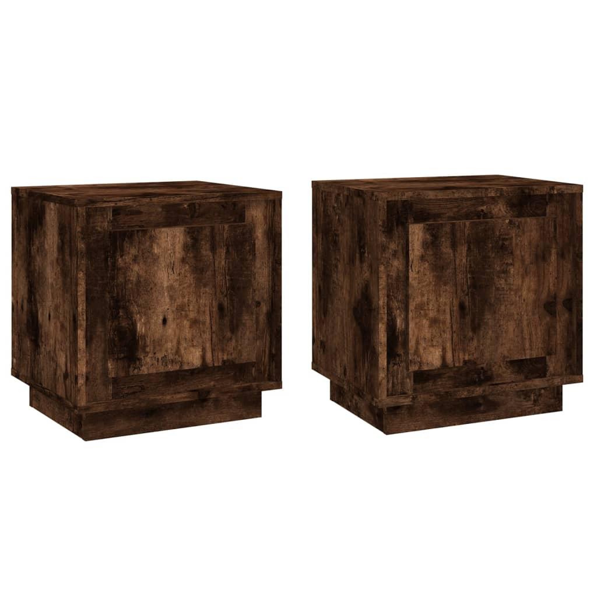 Voir la diapositive 2 : VIDAXL Tables de chevet 2 pcs chene fume 44x35x45 cm bois d'ingenierie