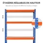 HOMCOM Rayonnage charges lourdes ou volumineuses - étagère garage - 5 tablettes réglables en hauteur - métal bleu orange MDF