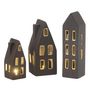 Voir la diapositive 1 : Paris Prix Lot de 3 Maisons à LED  Porcelaine  20cm Noir