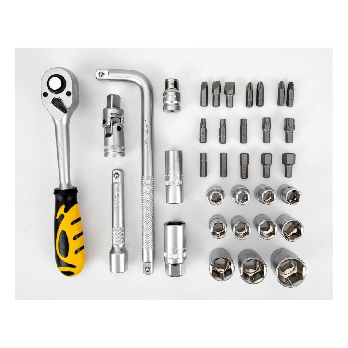 VITO Boite à outils complète 84 pièces Chrome vanadium - Caisse à outils avec douilles et accessoires VITO