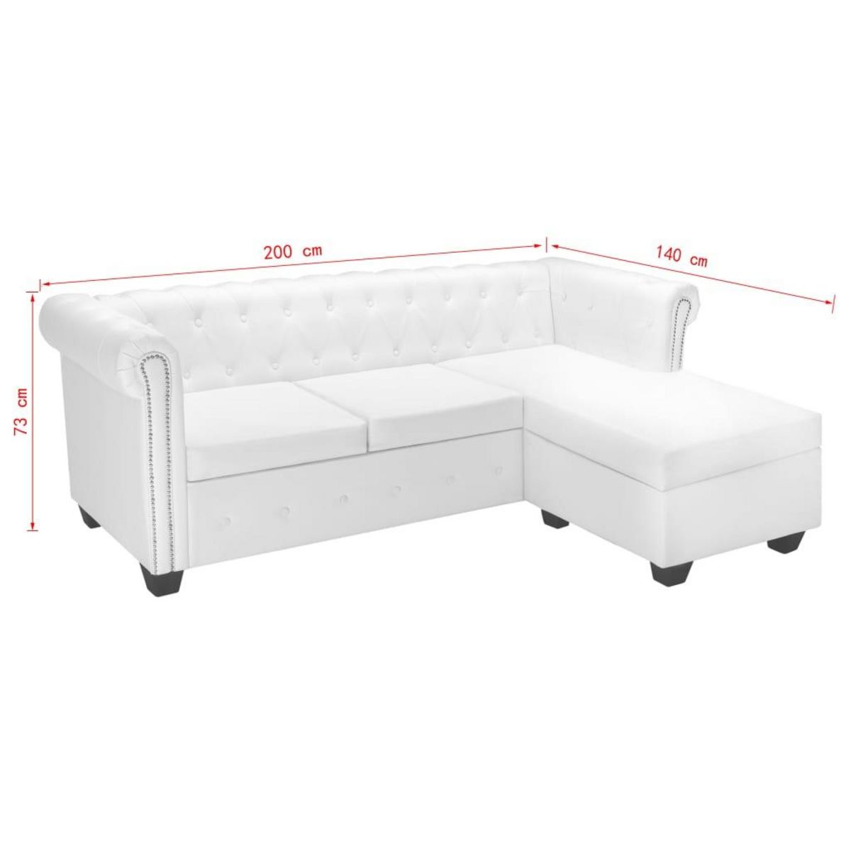 VIDAXL Canape Chesterfield en forme de L cuir synthetique blanc