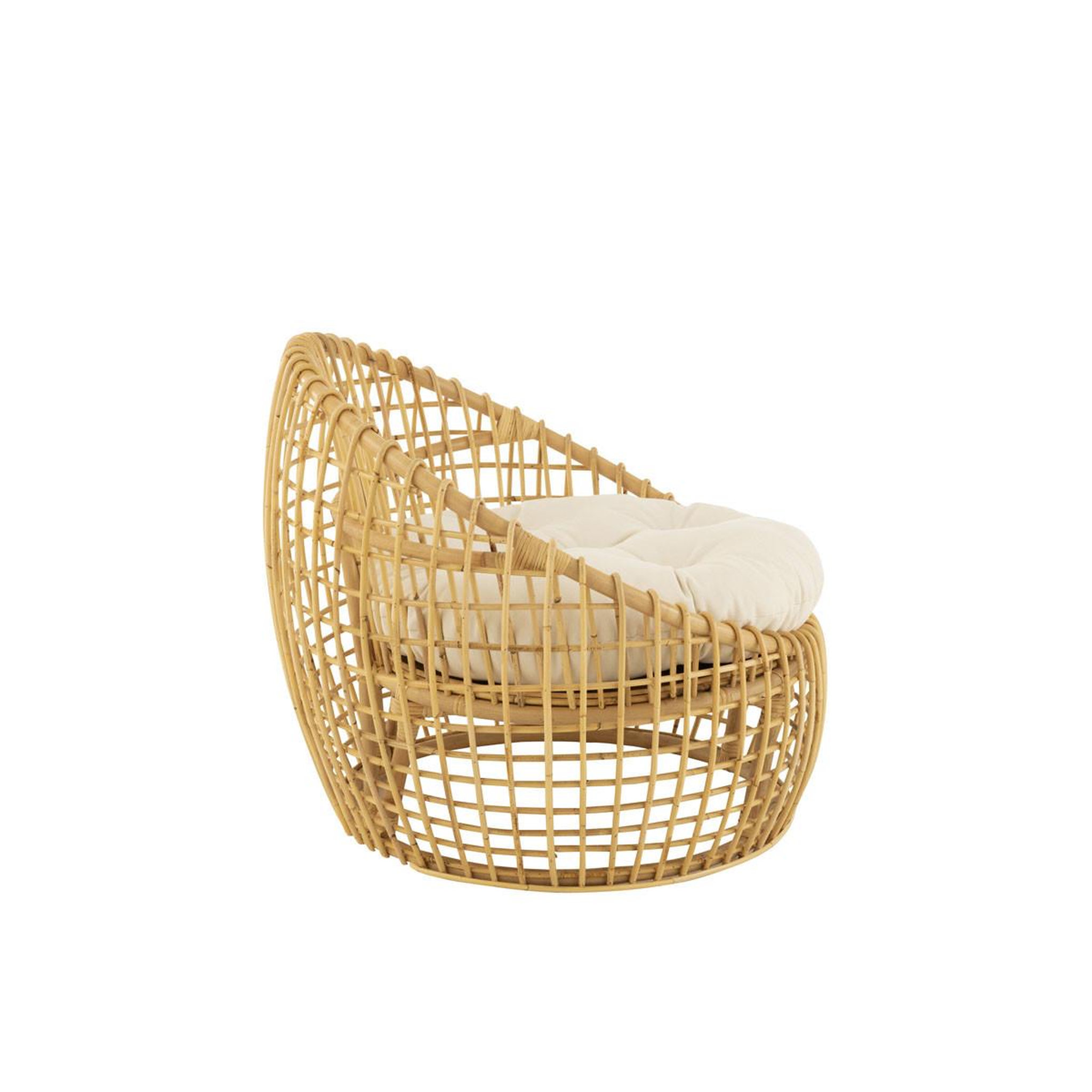 Voir la diapositive 3 : J-LINE Fauteuil en rotin & coussin  lise  84cm naturel