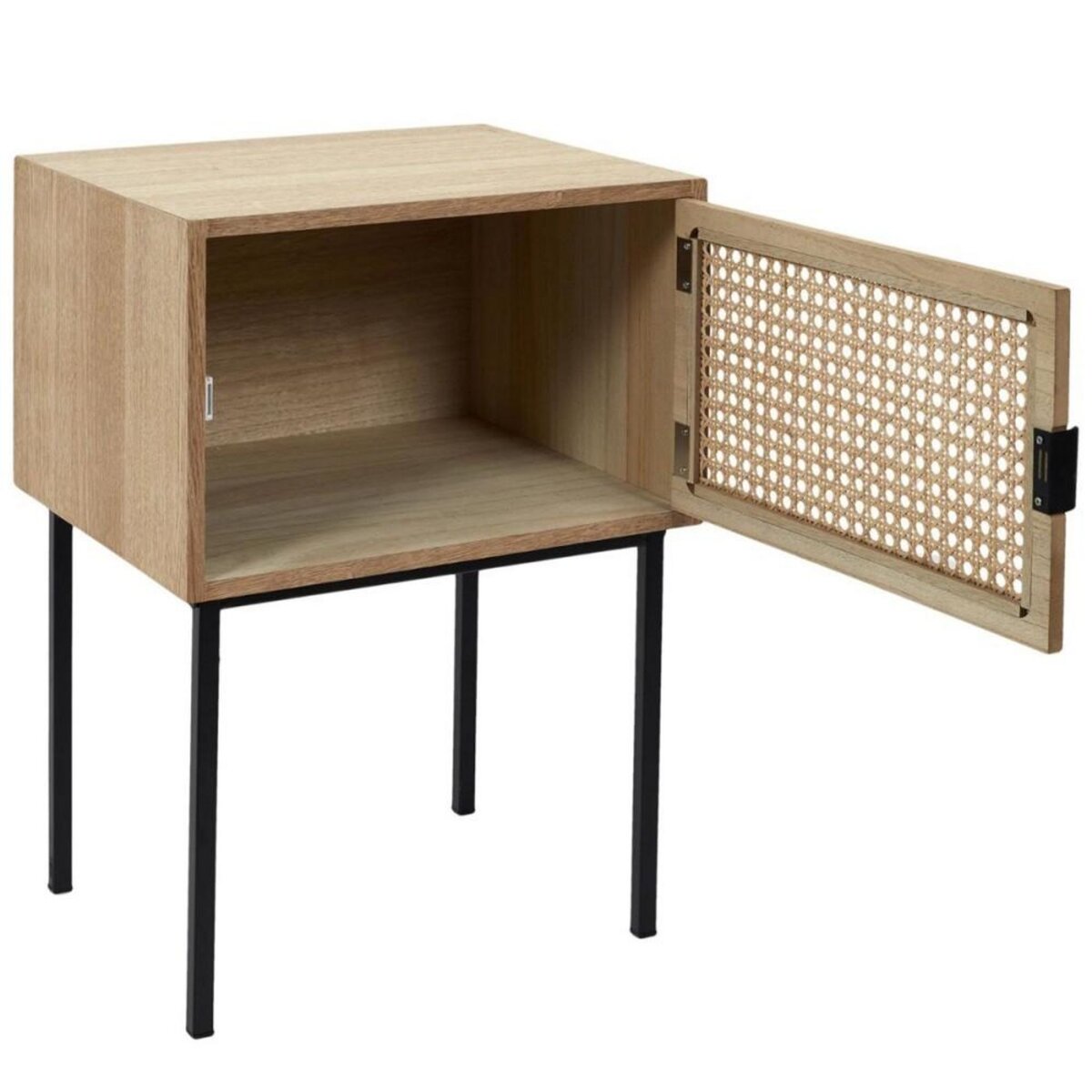 The Home Deco Factory Table de chevet en bois et cannage