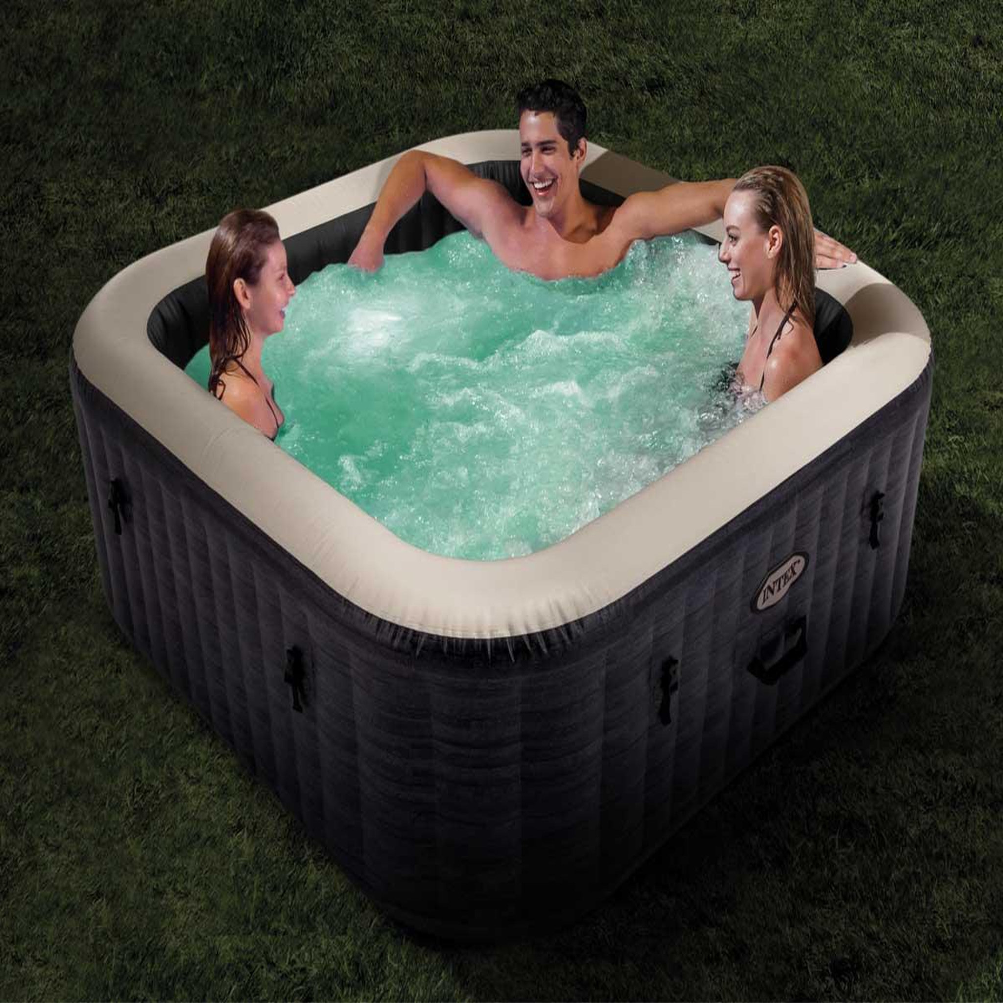 Voir la diapositive 5 : INTEX Spa gonflable purespa ardoise carré bulles 4 places - intex