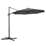 OUTSUNNY Parasol déporté octogonal inclinable rotatif 360° manivelle piètement acier mât alu. dim. Ø 2,95 x 2,5H m polyester haute densité gris