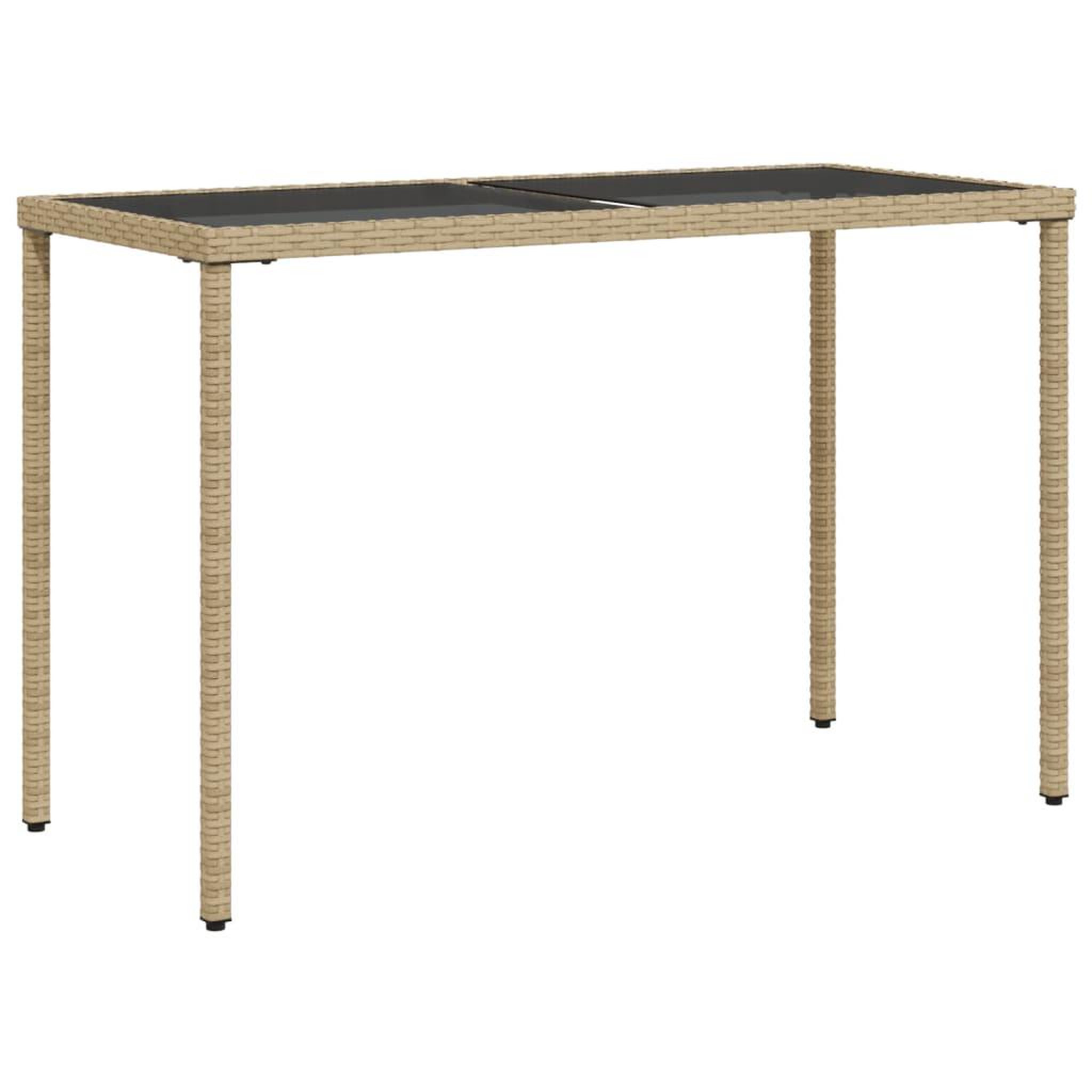 Voir la diapositive 2 : VIDAXL Table de jardin dessus en verre beige 115x54x74 cm poly rotin