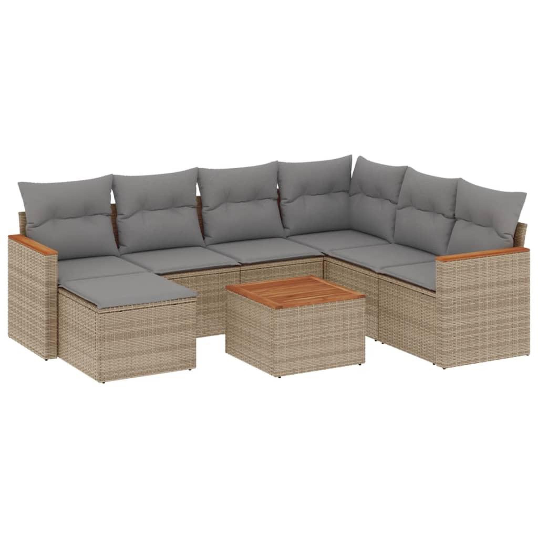 Voir la diapositive 2 : VIDAXL Salon de jardin avec coussins 8pcs melange beige resine tressee