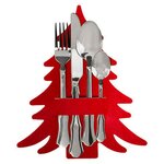 FEERIC LIGHT & CHRISTMAS Lot de 4 porte-couverts en feutrine SAPIN - Rouge