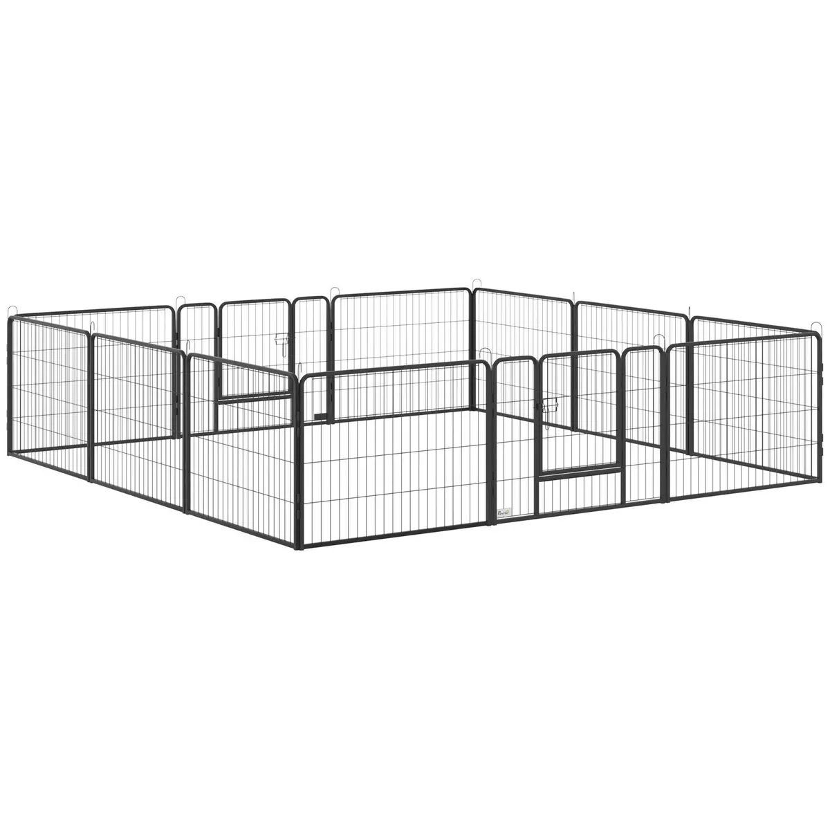 PAWHUT PawHut Parc enclos modulable pour animaux avec 2 portes - 12 panneaux modulables - acier noir