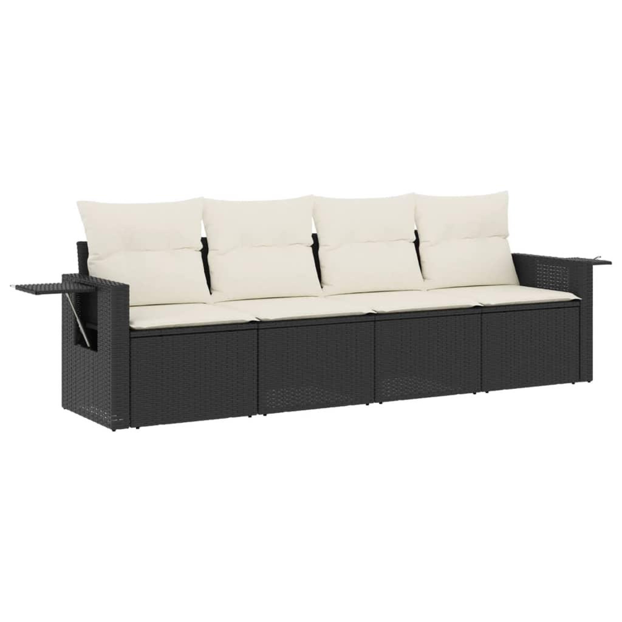 Voir la diapositive 2 : VIDAXL Salon de jardin 4 pcs avec coussins noir resine tressee