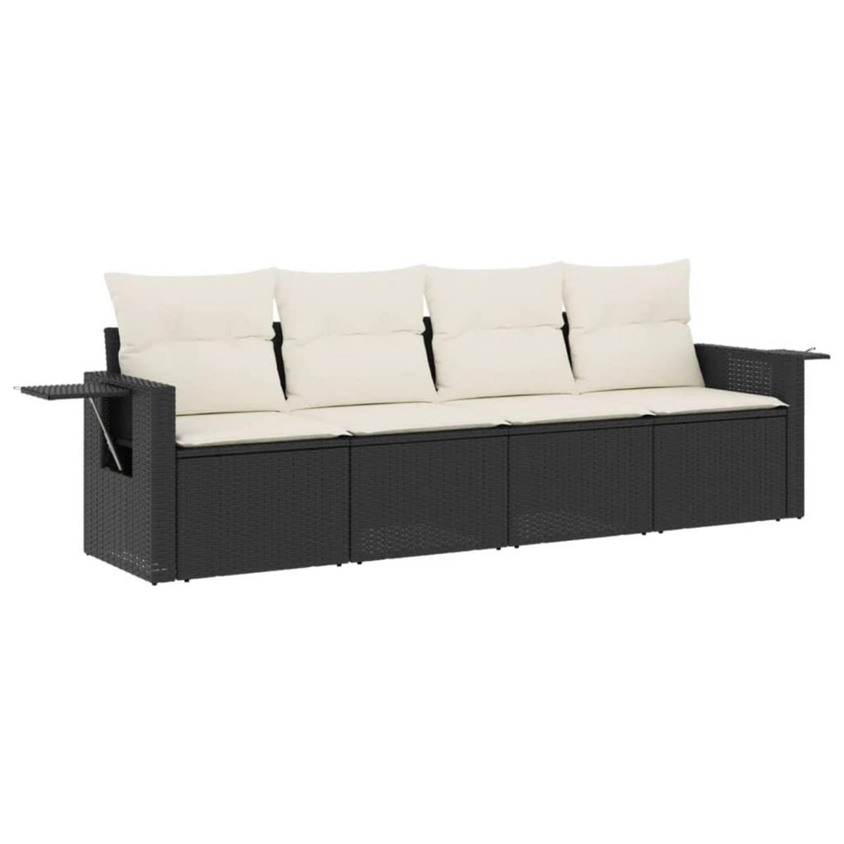 VIDAXL Salon de jardin 4 pcs avec coussins noir resine tressee