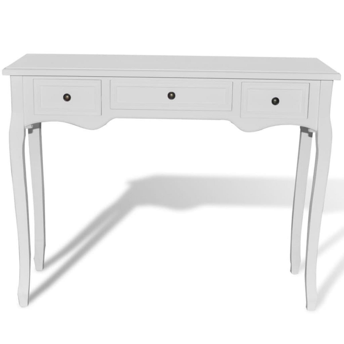 VIDAXL Table de console et coiffeuse avec 3 tiroirs Blanc