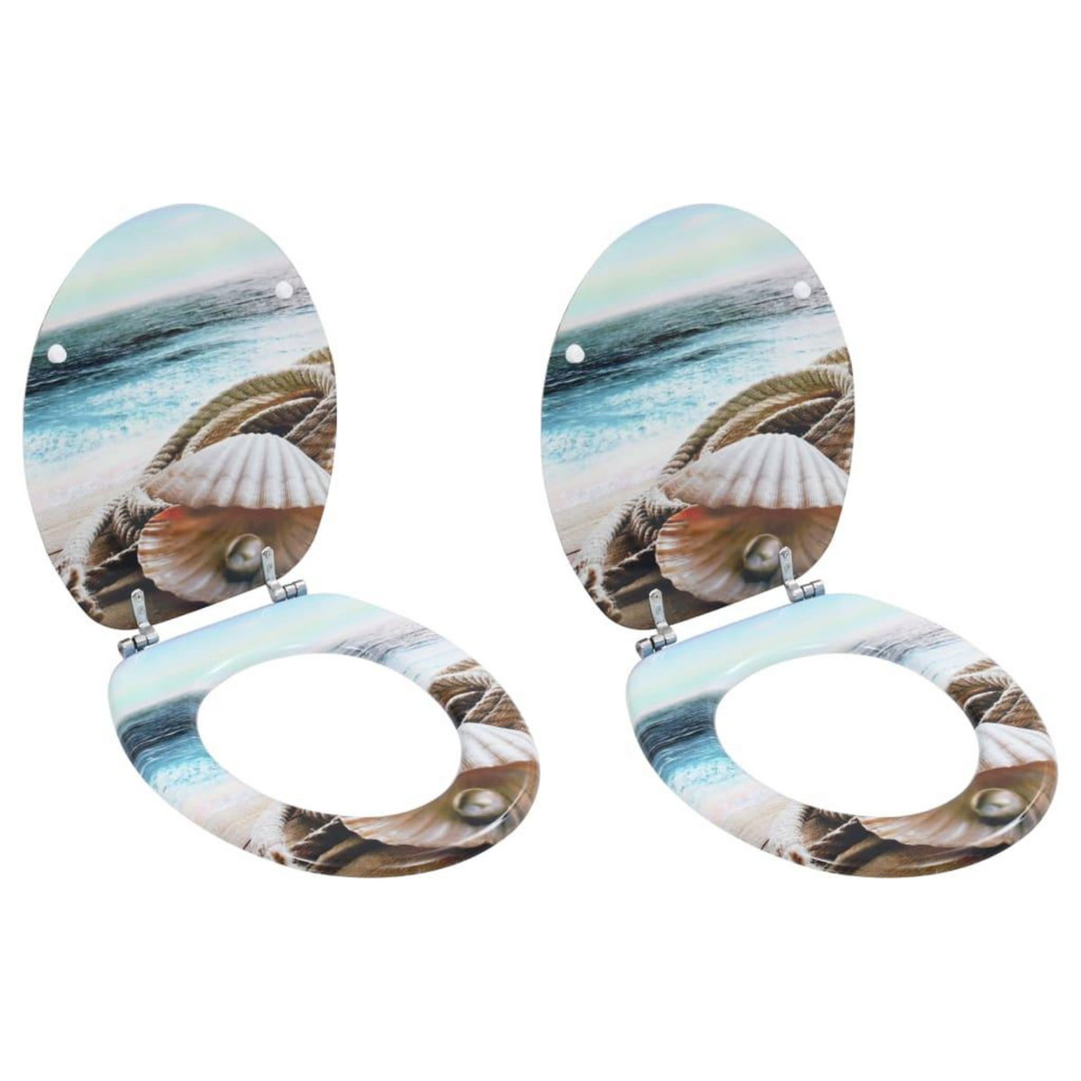 VIDAXL Sieges WC lot de 2 avec couvercles MDF Coquille