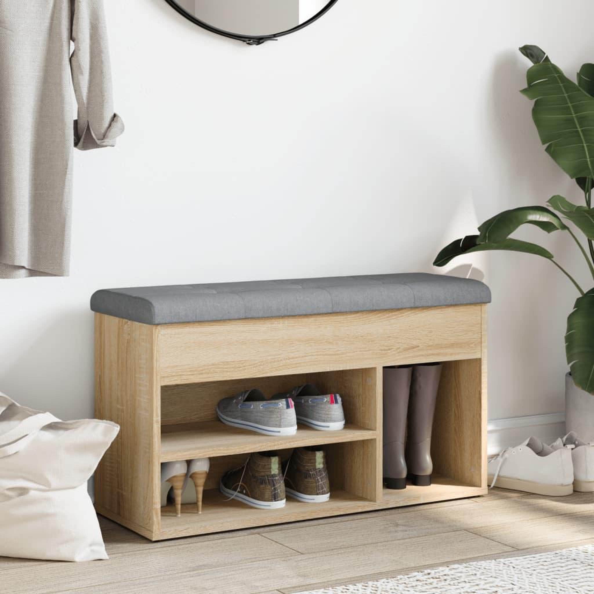 Voir la diapositive 3 : VIDAXL Banc a chaussures chene sonoma 82x32x45,5 cm bois d'ingenierie
