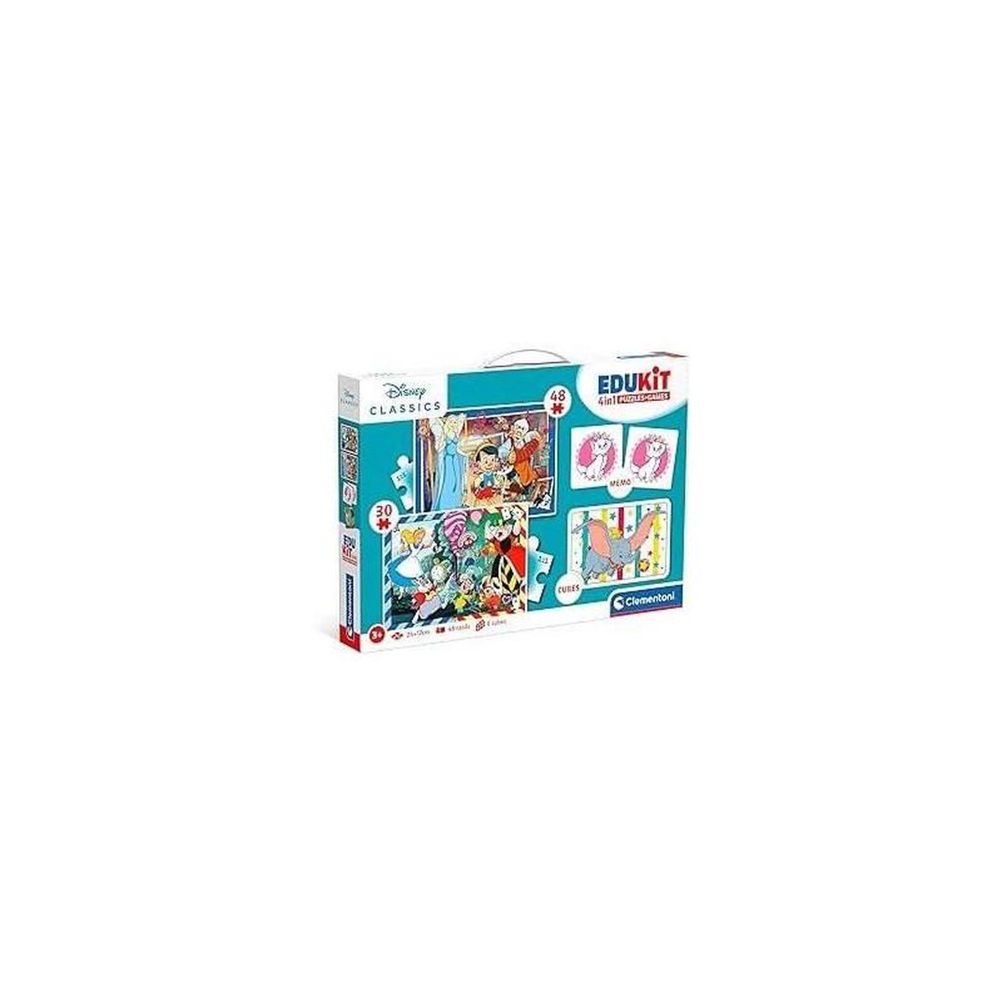 Voir la diapositive 1 : CLEMENTONI Coffret éducatif enfant 4 en 1 Disney puzzles mémo cubes apprentissage – Clementoni
