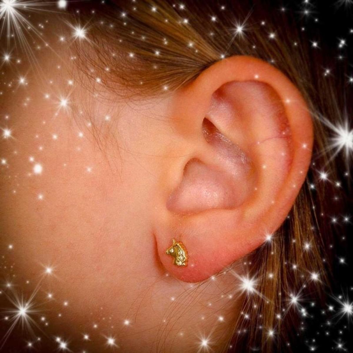 L'ATELIER D'AZUR Boucles d'Oreilles Or 18 Carats 750/000 Jaune Motif Licorne - Fille