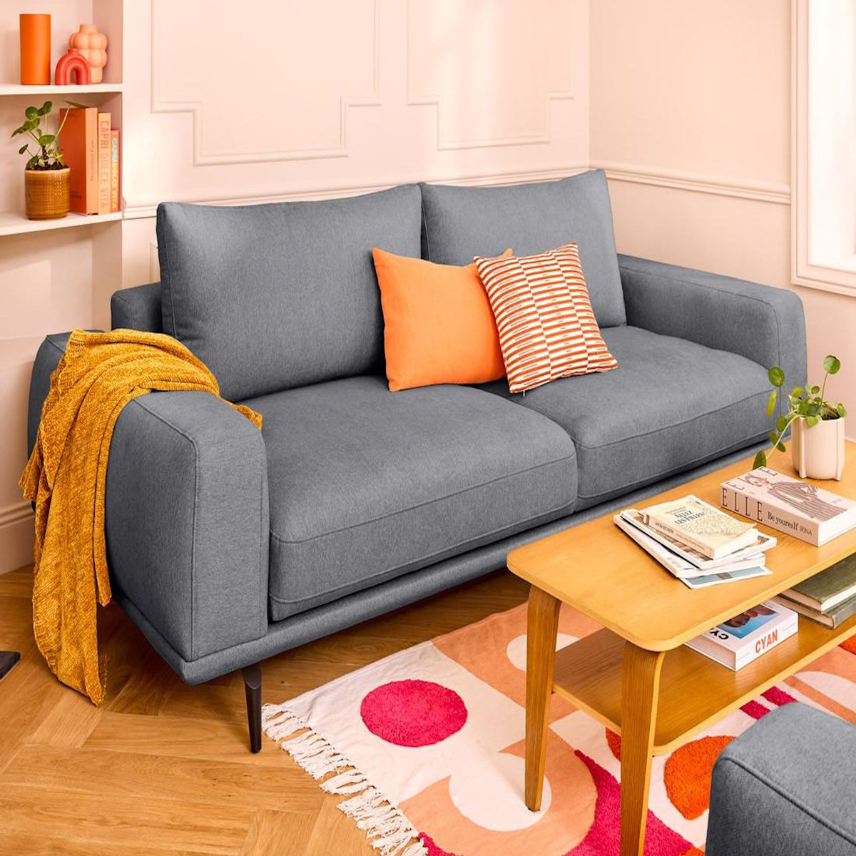 LISA DESIGN Vicence - canapé droit 3 places convertible en tissu