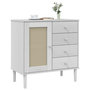 Voir la diapositive 3 : VIDAXL Buffet SENJA aspect rotin blanc 80x40x80 cm bois massif de pin