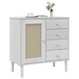 Voir la diapositive 3 : VIDAXL Buffet SENJA aspect rotin blanc 80x40x80 cm bois massif de pin