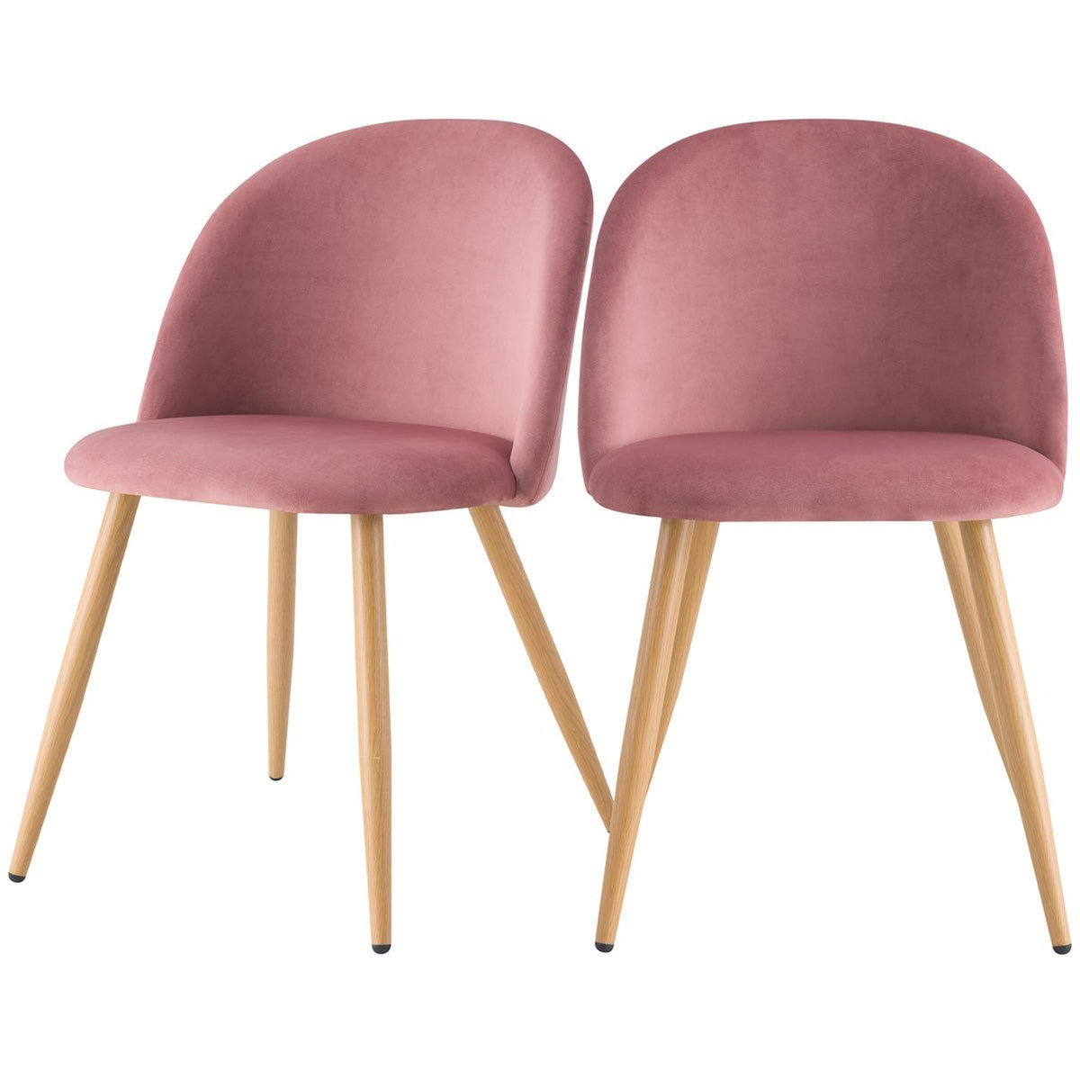 Rendez vous déco Lot de 2 chaises en velours rose et pieds en métal-Cozy