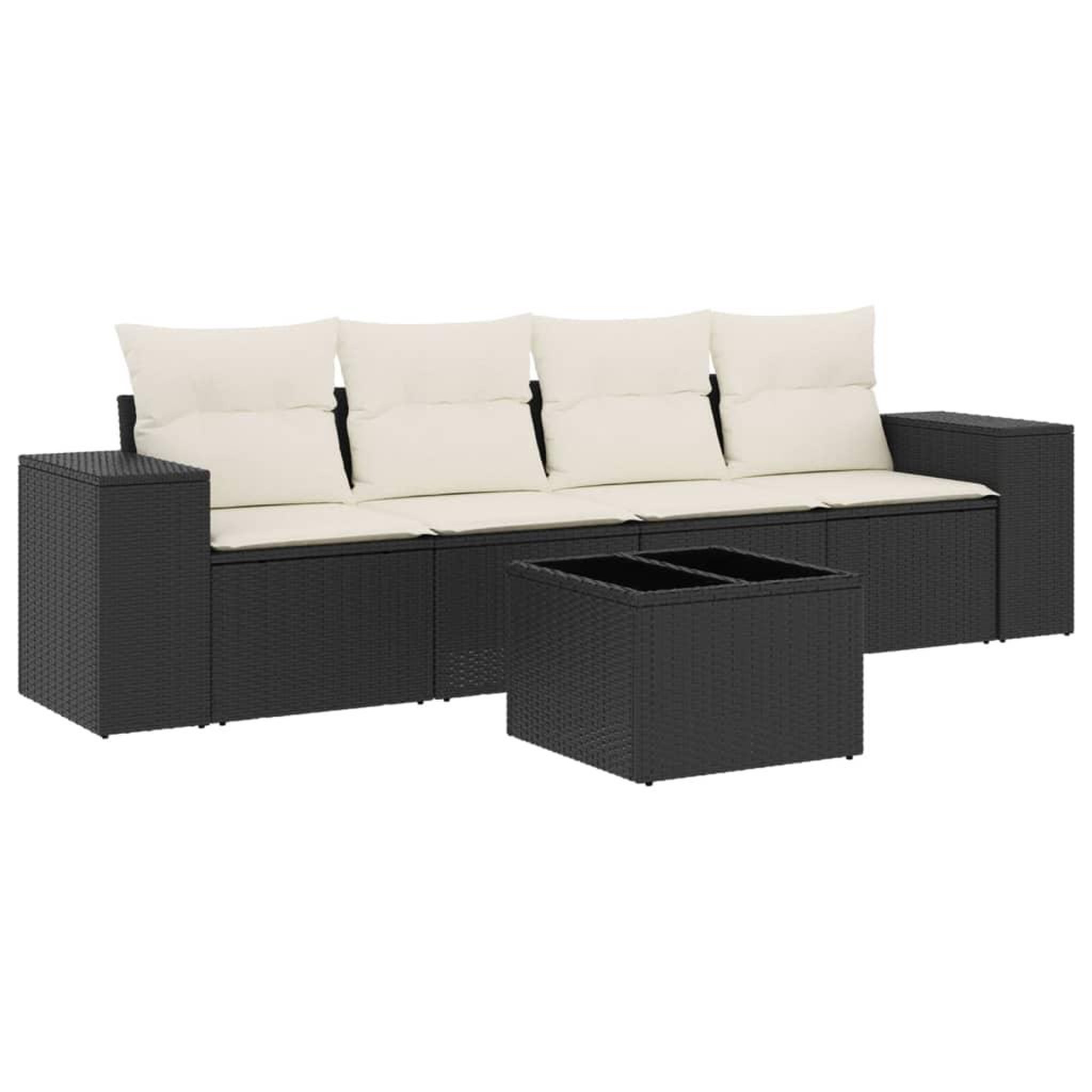 Voir la diapositive 2 : VIDAXL Salon de jardin 5 pcs avec coussins noir resine tressee