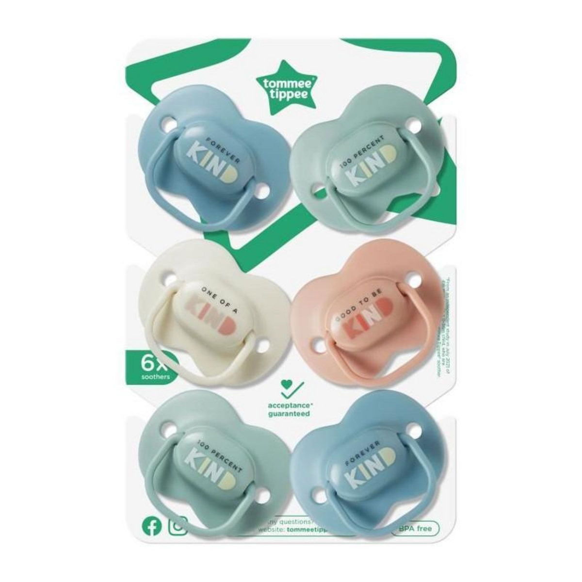 TOMMEE TIPPEE Sucettes - TOMMEE TIPPEE - 6-18 Mois - Lot de 6 - Forme Orthodontique Symétrique, Silicone sans BPA