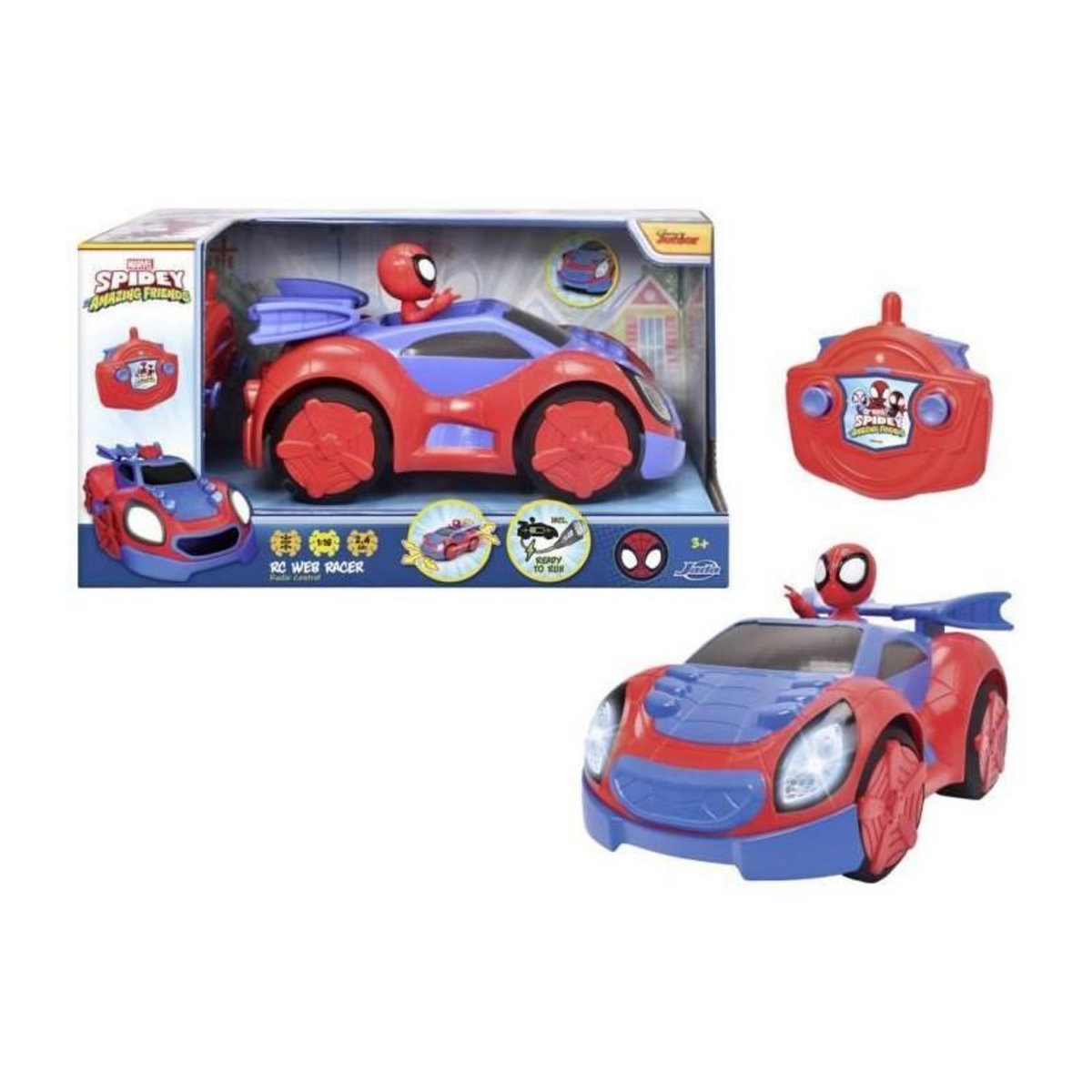 SIMBA.DICKIE.GROUP Spidey - Voiture radiocommandée - 27cm - Fonction turbo - Batterie rechargeable par cable USB