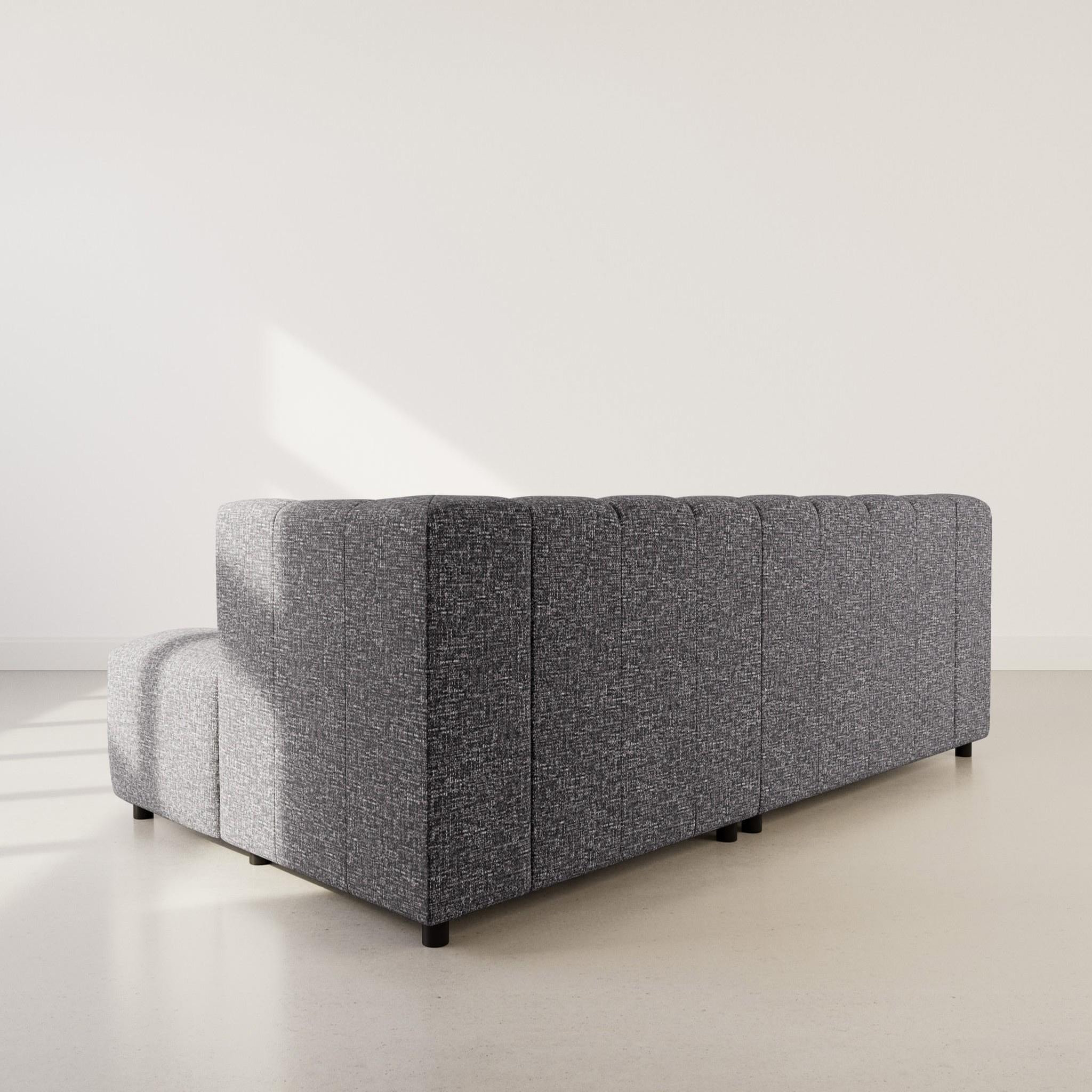 Voir la diapositive 5 : LISA DESIGN Curtis - canapé d'angle droit 4 places avec accoudoir en tissu texturé