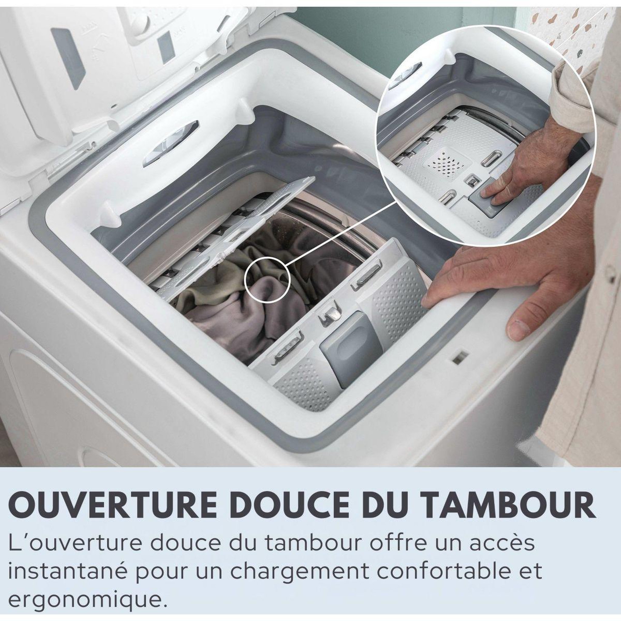 Voir la diapositive 5 : HAIER Lave linge top thasn286tm5p-s - 8 kg - 1200 tr/min - classe a - moteur induction - connecté