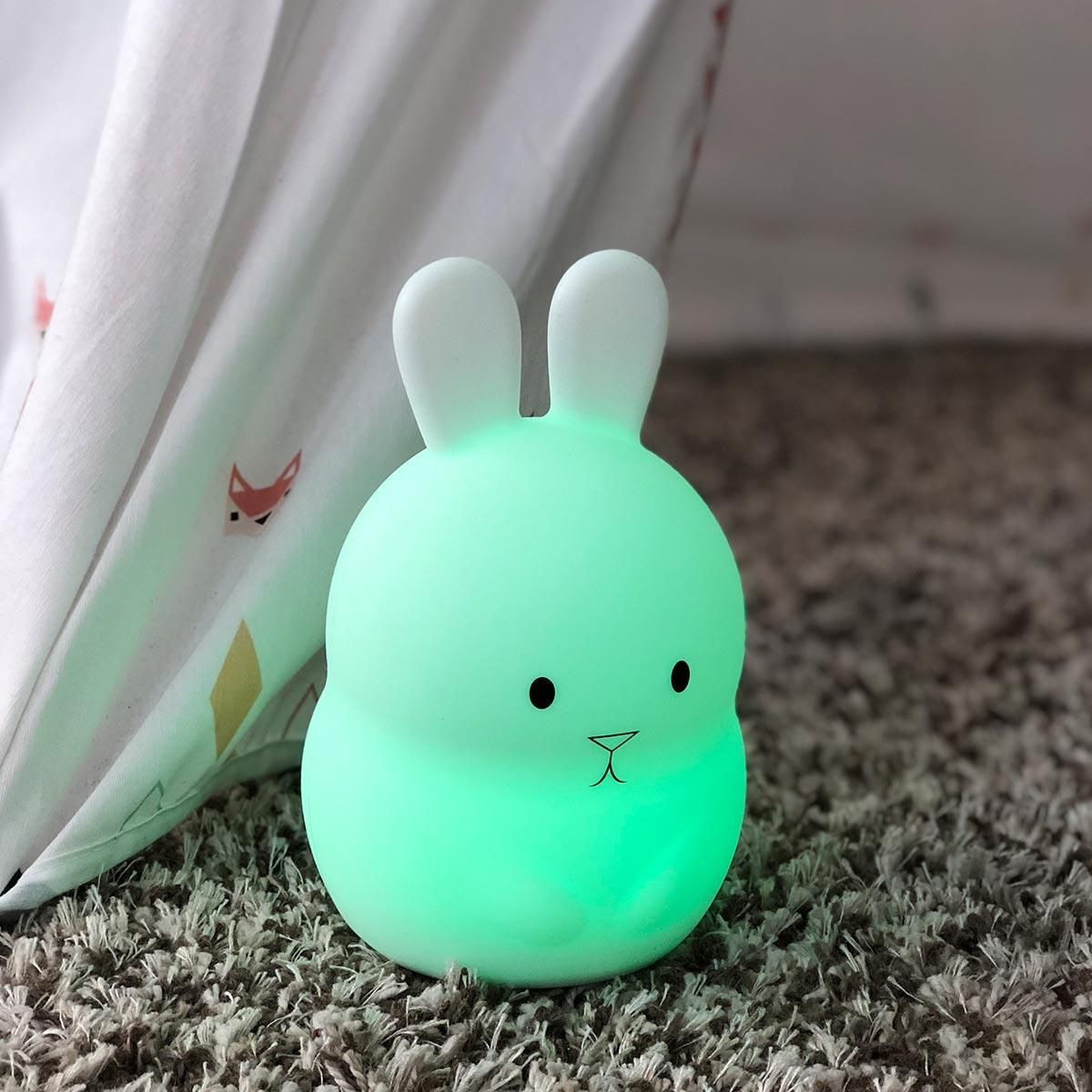 Lumisky Veilleuse bébé lapin sans fil touch LED BUNNY Blanc Silicone H19CM