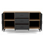 Voir la diapositive 5 : BEST MOBILIER Tribeca - buffet bas - effet bois et métal noir - 3 tiroirs et 2 portes - 140 cm