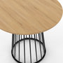Voir la diapositive 5 : ID MARKET Table à manger ronde YUNA 4 personnes plateau bois et pied filaire en métal noir 80 cm