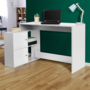 Voir la diapositive 2 : ID MARKET Bureau d'angle en forme de L BOB avec portes blanc