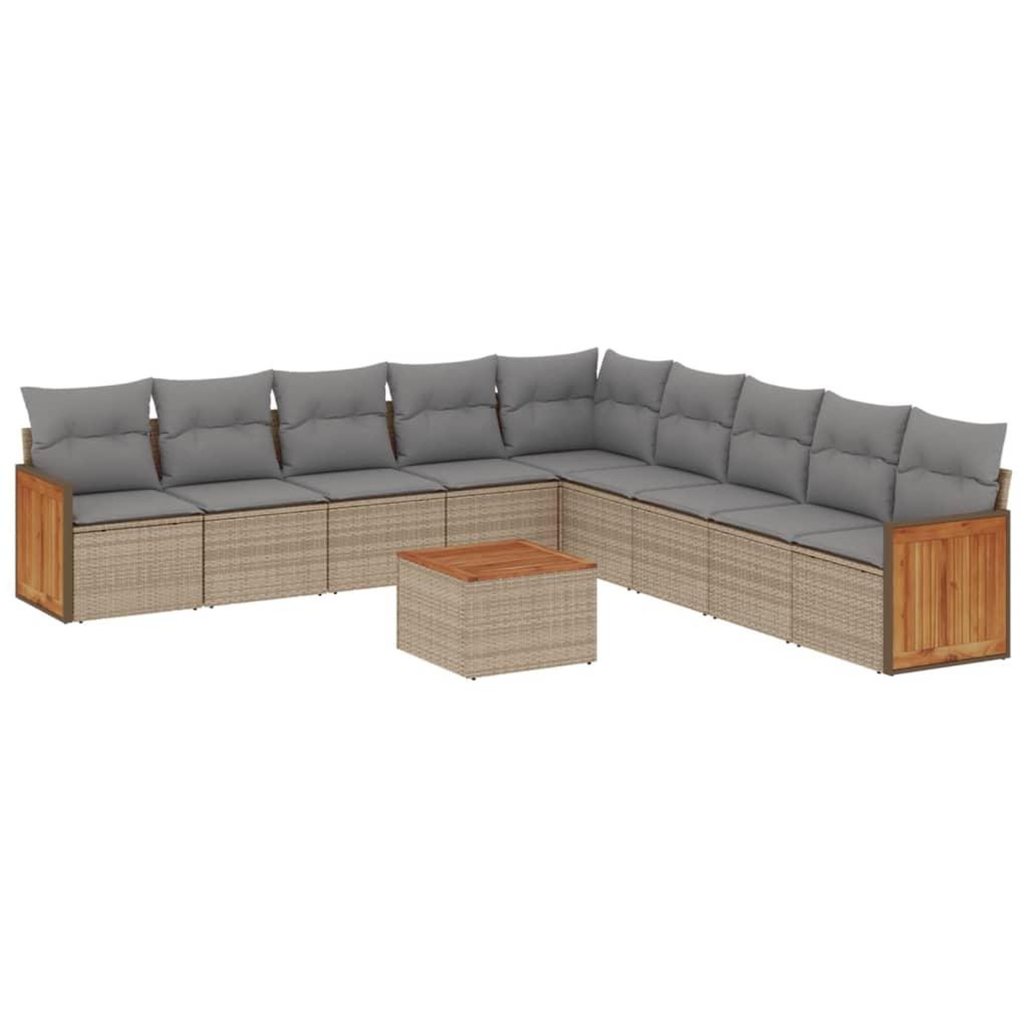 Voir la diapositive 2 : VIDAXL Salon de jardin avec coussins 10 pcs beige resine tressee
