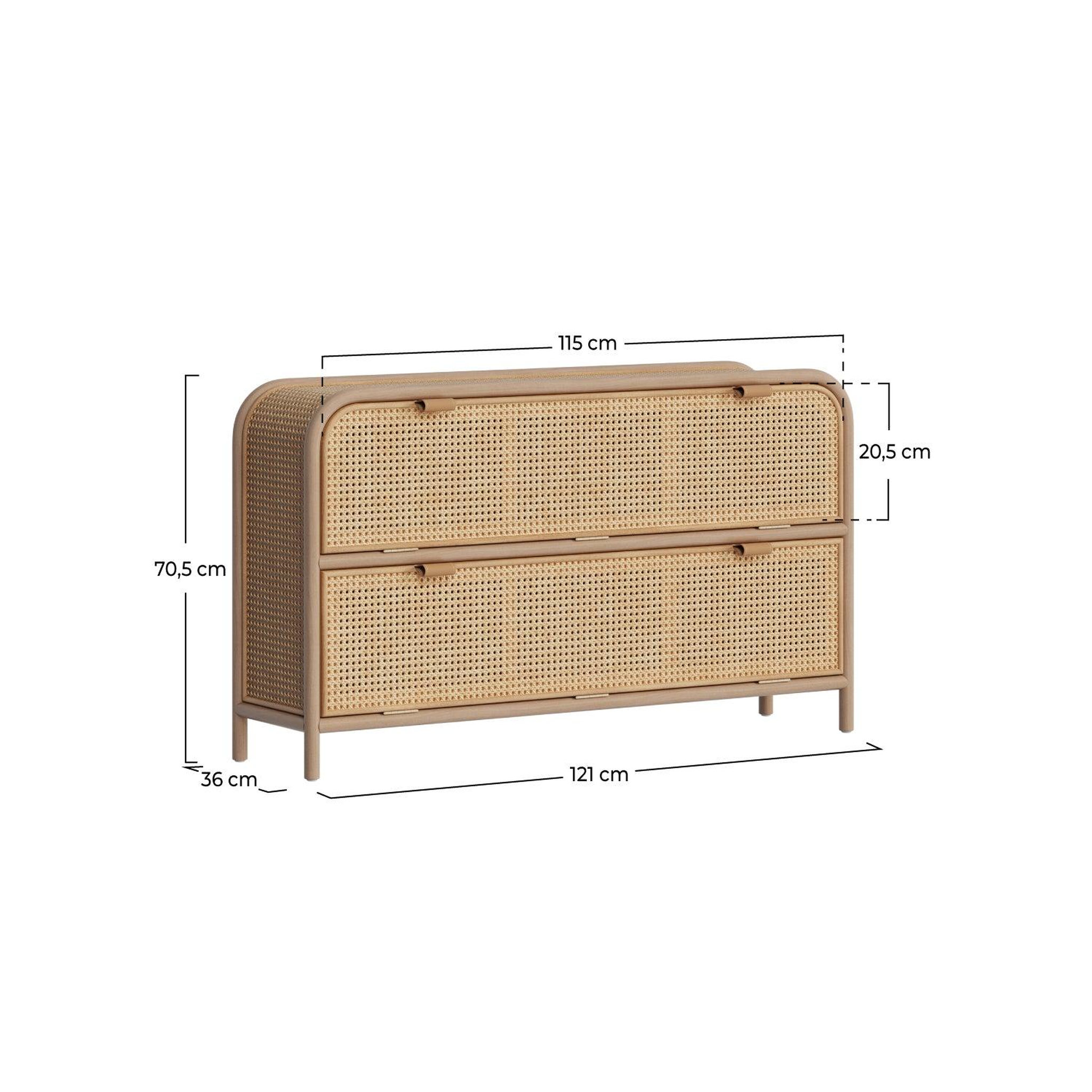 Voir la diapositive 4 : MAISON PAVANE Commode en rotin et bois massif, 2 portes abattantes-alata