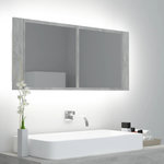 VIDAXL Armoire de salle de bain a miroir LED Gris beton Acrylique